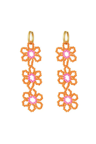 Statement oorbellen bloem rose/oranje
