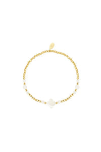 Armband  klaver wit/goud
