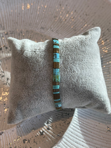 Armband miyki Turquoise/mat goud